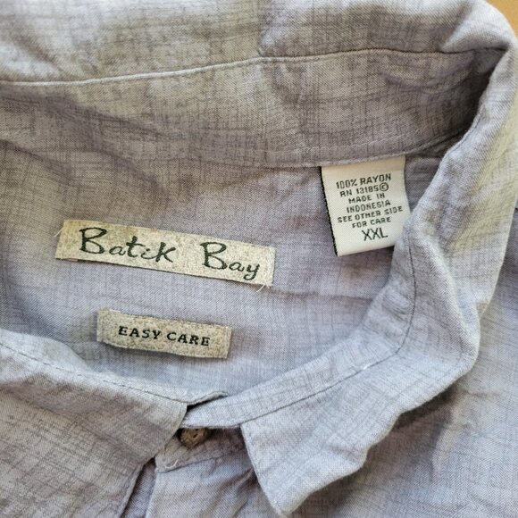 Batik Bay Mens Shirt XXL Plus Short Sleeve Easy Care Blue Tropical Rayon FLO11E - Picture 7 of 8